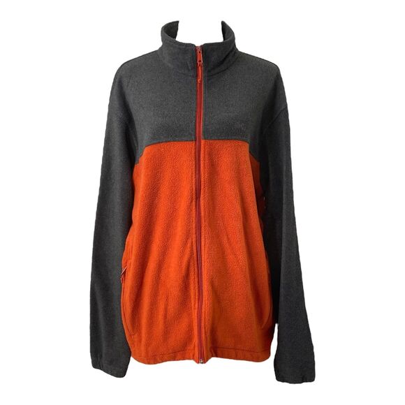 Men’s XL Fleece Jacket Columbia Grey and Orange Full Zip High Neck Outer Wear - Picture 1 of 16